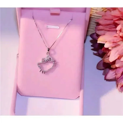 Kawaii Hello Kitty Anime Crystal Pendant Necklaces