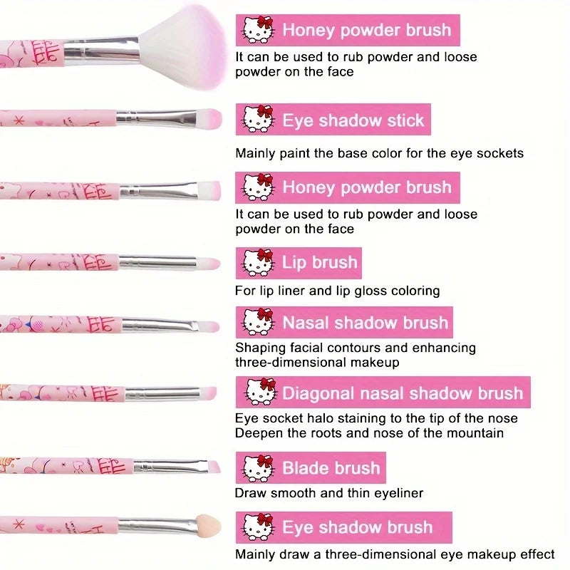 8pcs/Set Hello Kitty Makeup Brush Collection